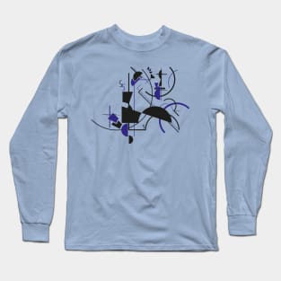 Abstract digital artwork number 5 - Black and Blue Long Sleeve T-Shirt